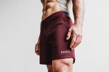 Nobull Lightweight 7" Men's Shorts Dark Red | Australia (AJ5624)